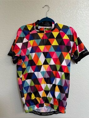 WEIMOSTAR XL Colorful Geometric Cycling Jersey Full Zip